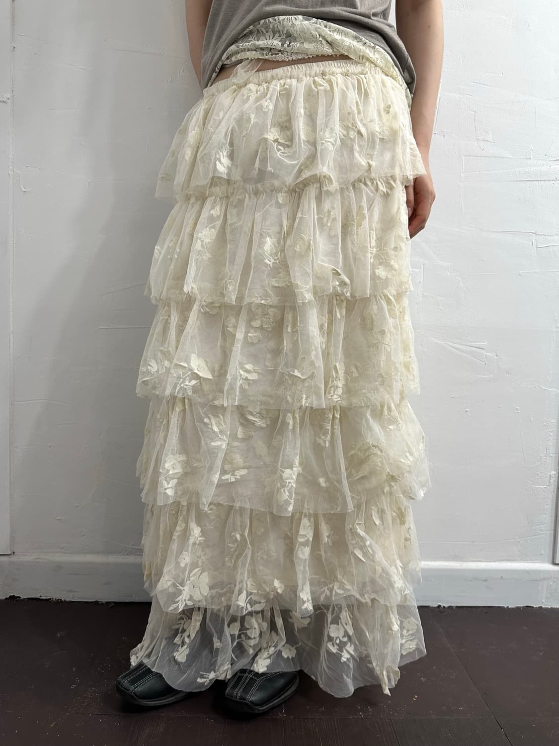 lace layered long skirt 상품이미지1