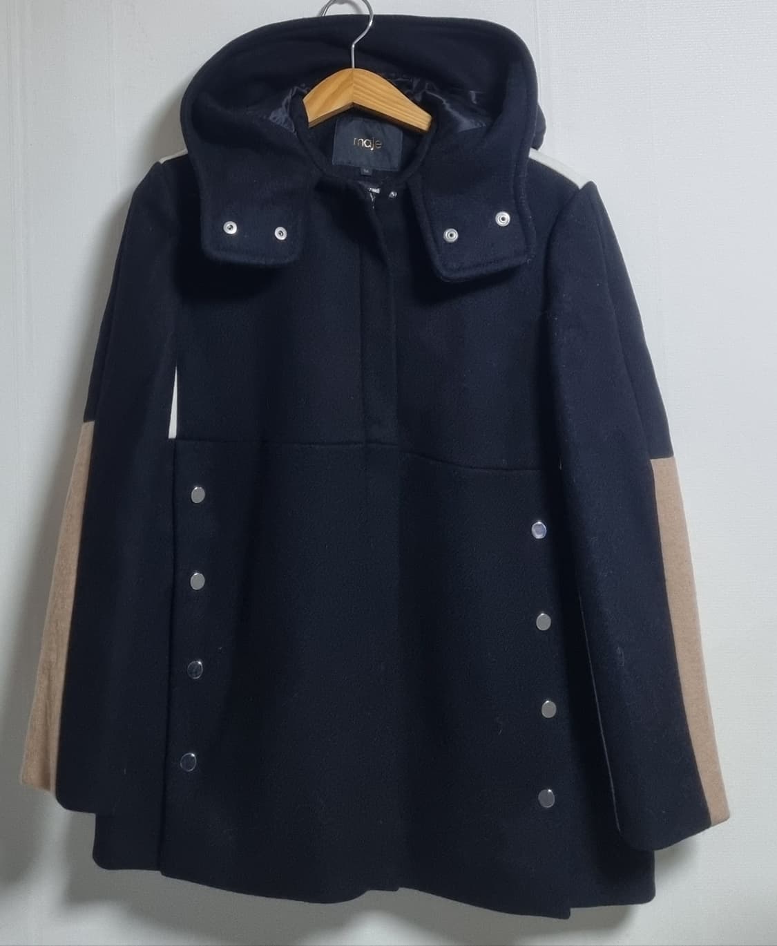 36) 마쥬 블랙 울혼방 후드 코트 상품이미지1