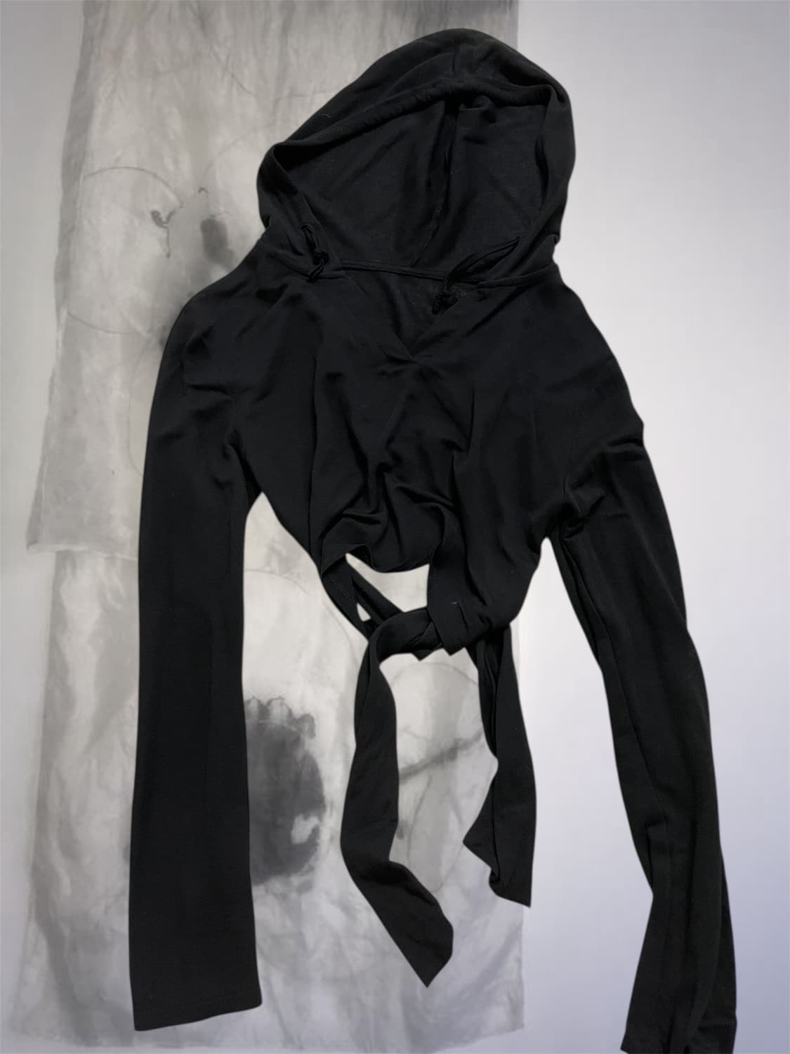 빈티지 시스루 크롭 후드 백포인트 레이어드 롱슬리브탑 00s 2010고스 상품이미지7