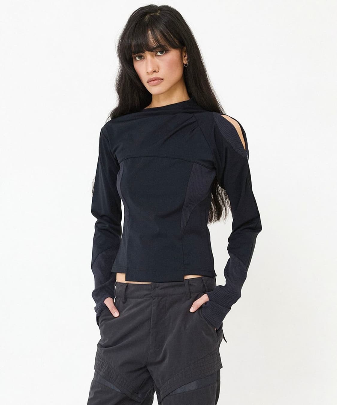 웻태그 wet tag FRONT TUCK RIB PANEL TOP  상품이미지1