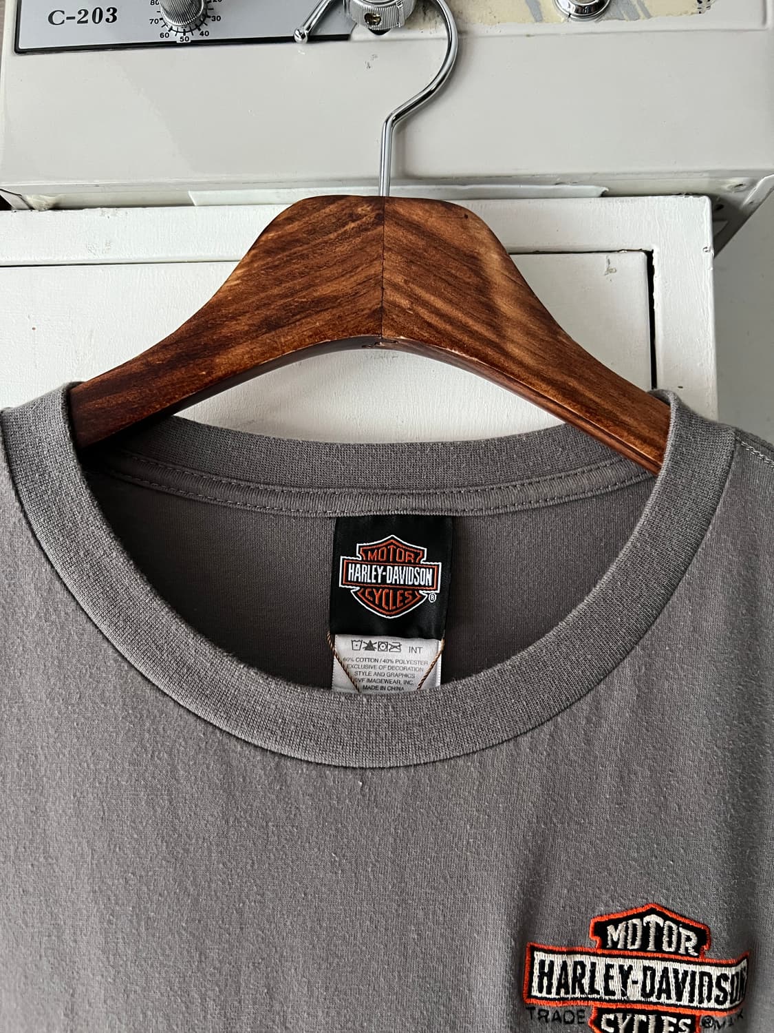 [XL]할리 데이비슨 스펠아웃 자수 로고 롱슬리브 티셔츠 상품이미지3