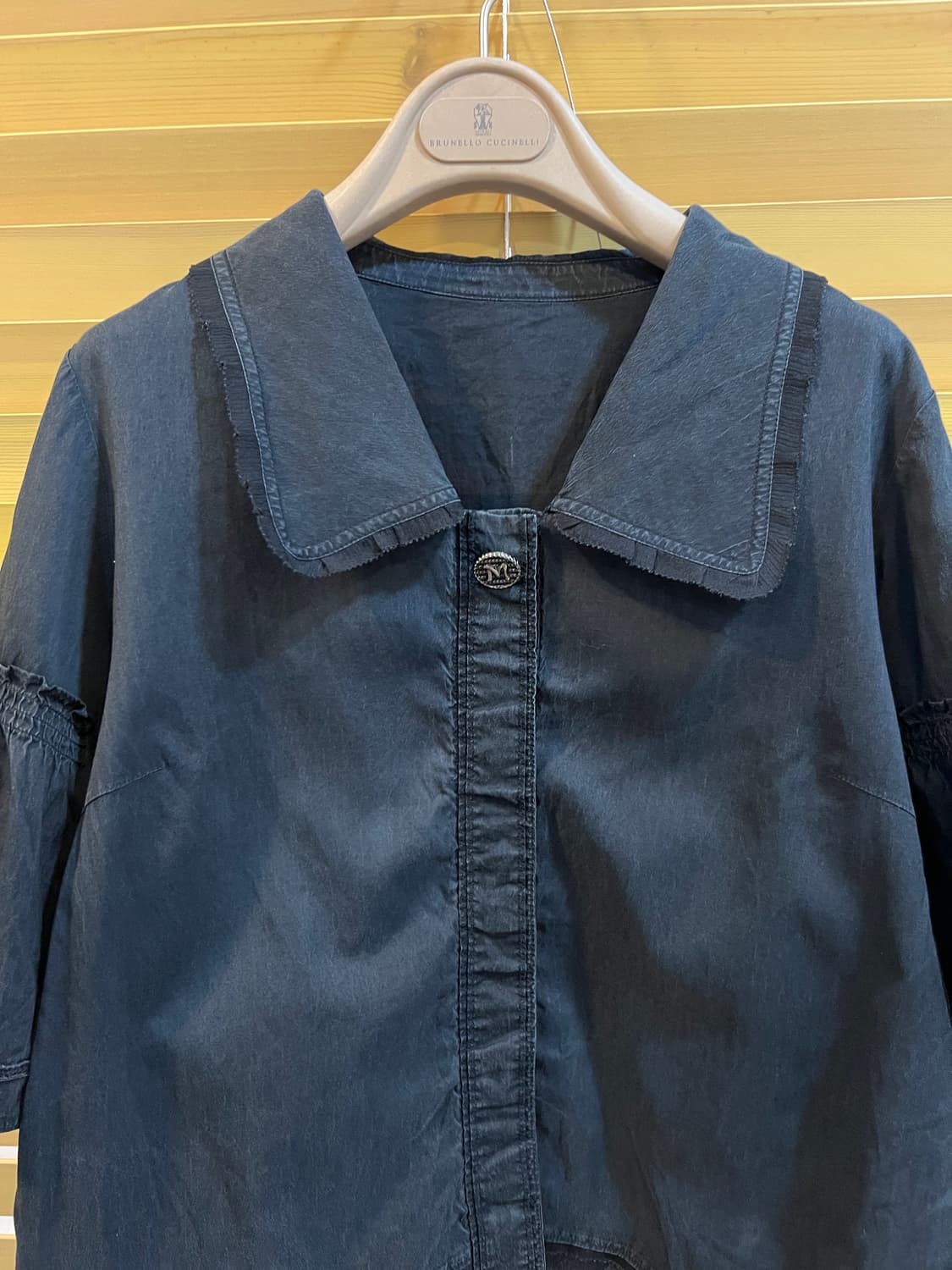 마인 여성 블랙 세일러카라 실크블라우스 셔츠자켓 상품이미지1