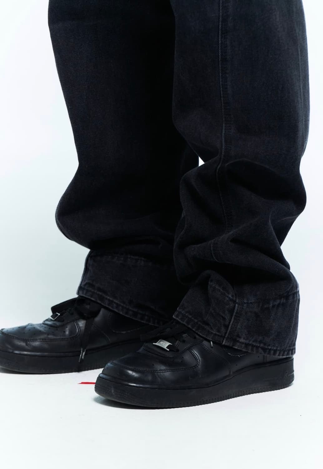 Size m)플라스틱프로덕트 드리프트 데님팬츠 블랙 상품이미지3