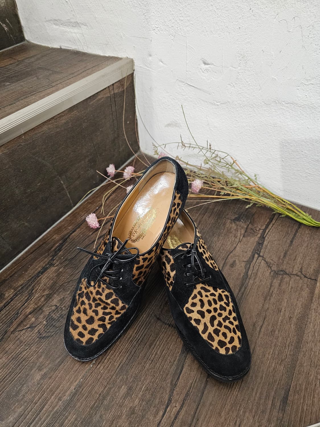 Ginza Yoshinoya 레오파드 송치 스웨이드 로퍼(박스X새제품) 상품이미지1