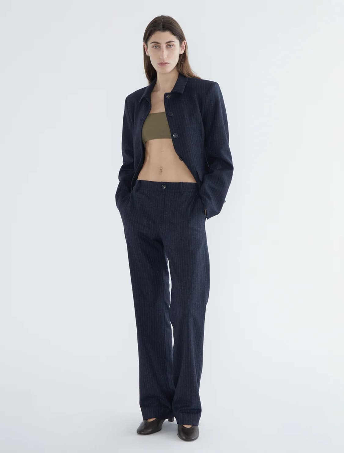 [36,38,40]팔로마울 Hina 스트라이프 울 팬츠 상품이미지2