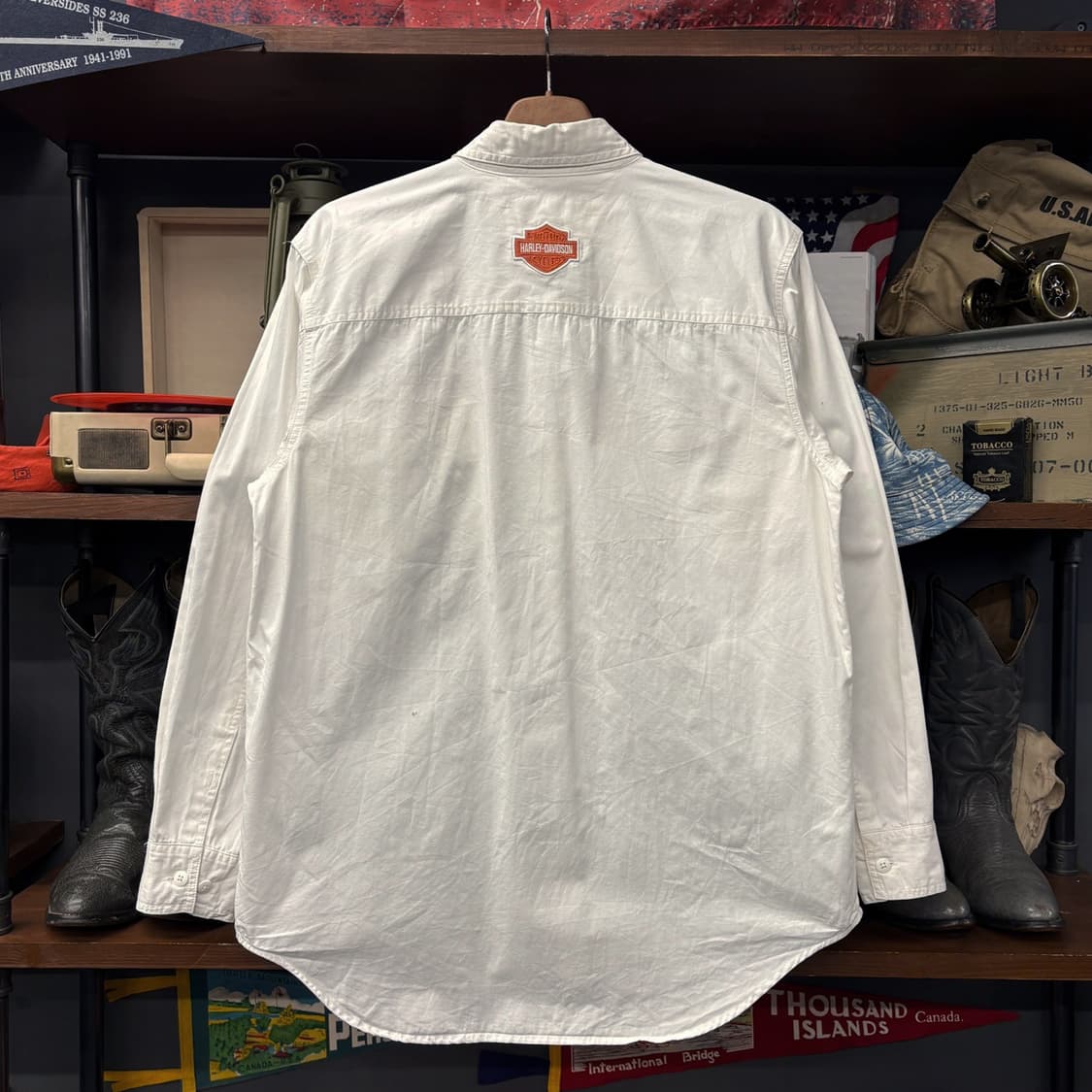 00s 할리데이비슨 더블포켓 라이더 셔츠 쉴드 엠브로이드 N733 상품이미지2