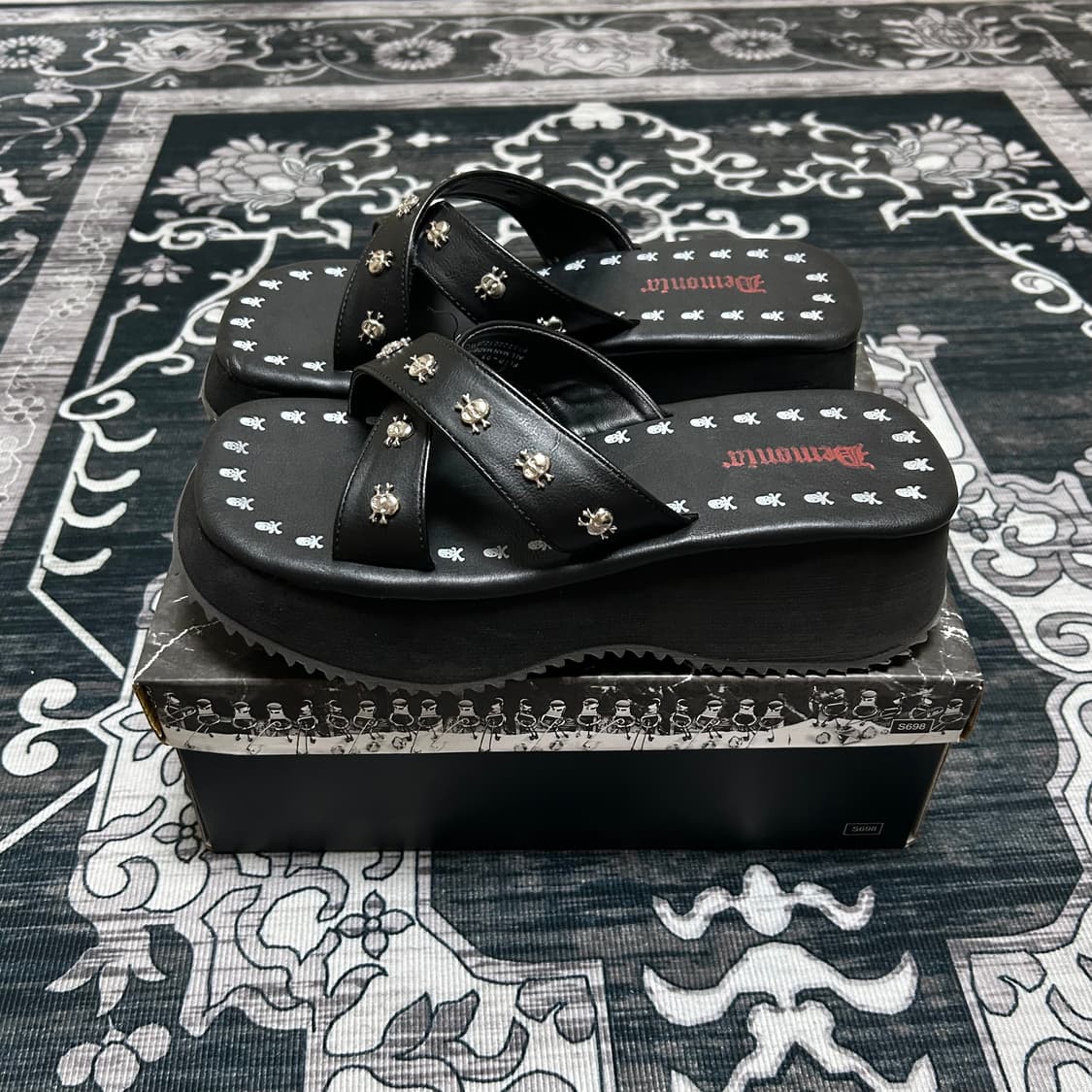 데모니악 해골 샌들 굽 슬리퍼 펑크 고스 고딕 상품이미지3