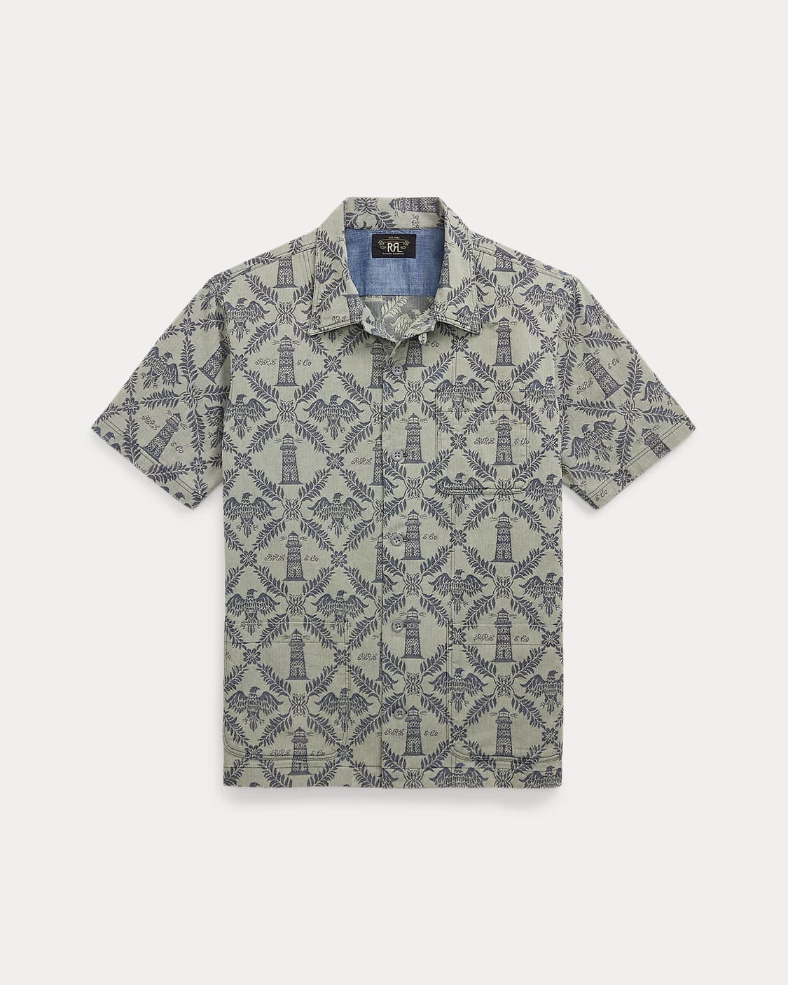 RRL 인디고 자카드 데님 캠프 셔츠 상품이미지1