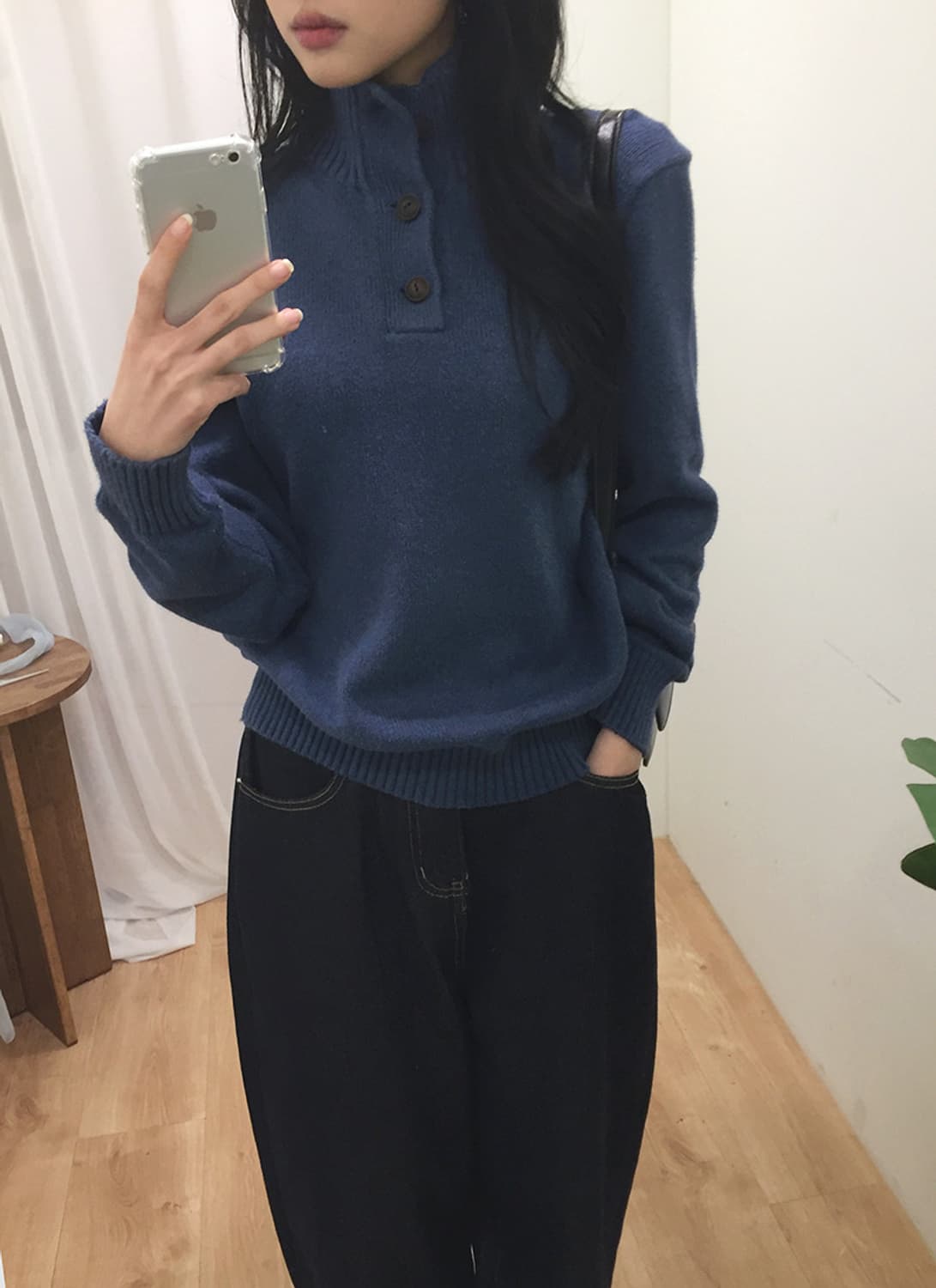 여성 폴로 버튼넥 니트 스웨터 100  상품이미지4