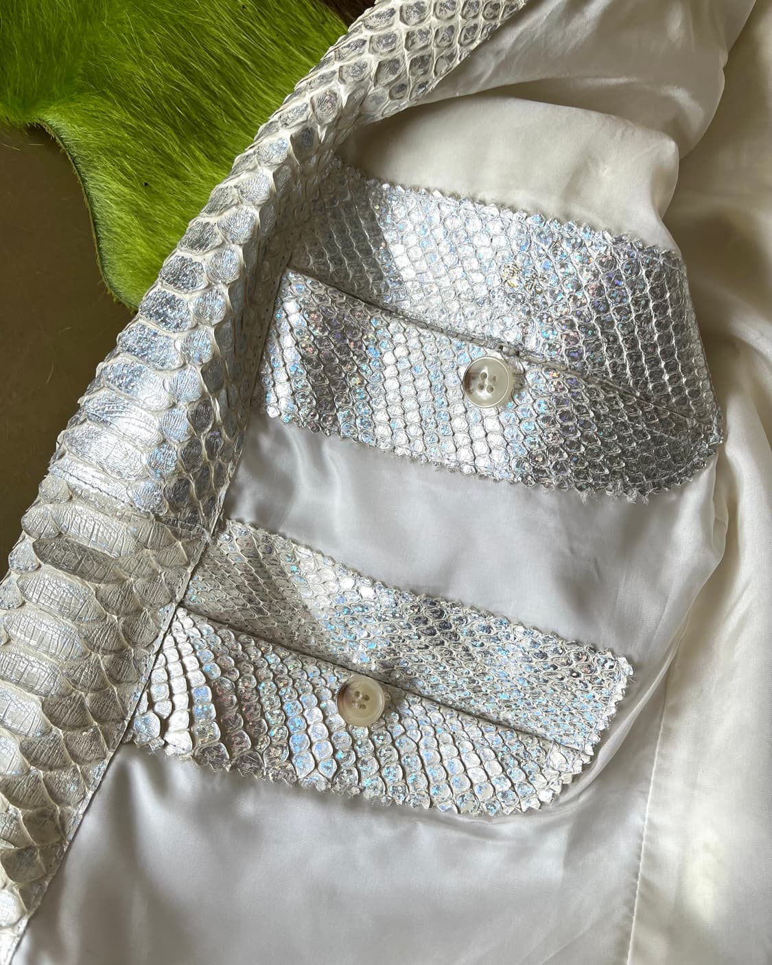 Reticulated Python Skin Leather Jacket 상품이미지6