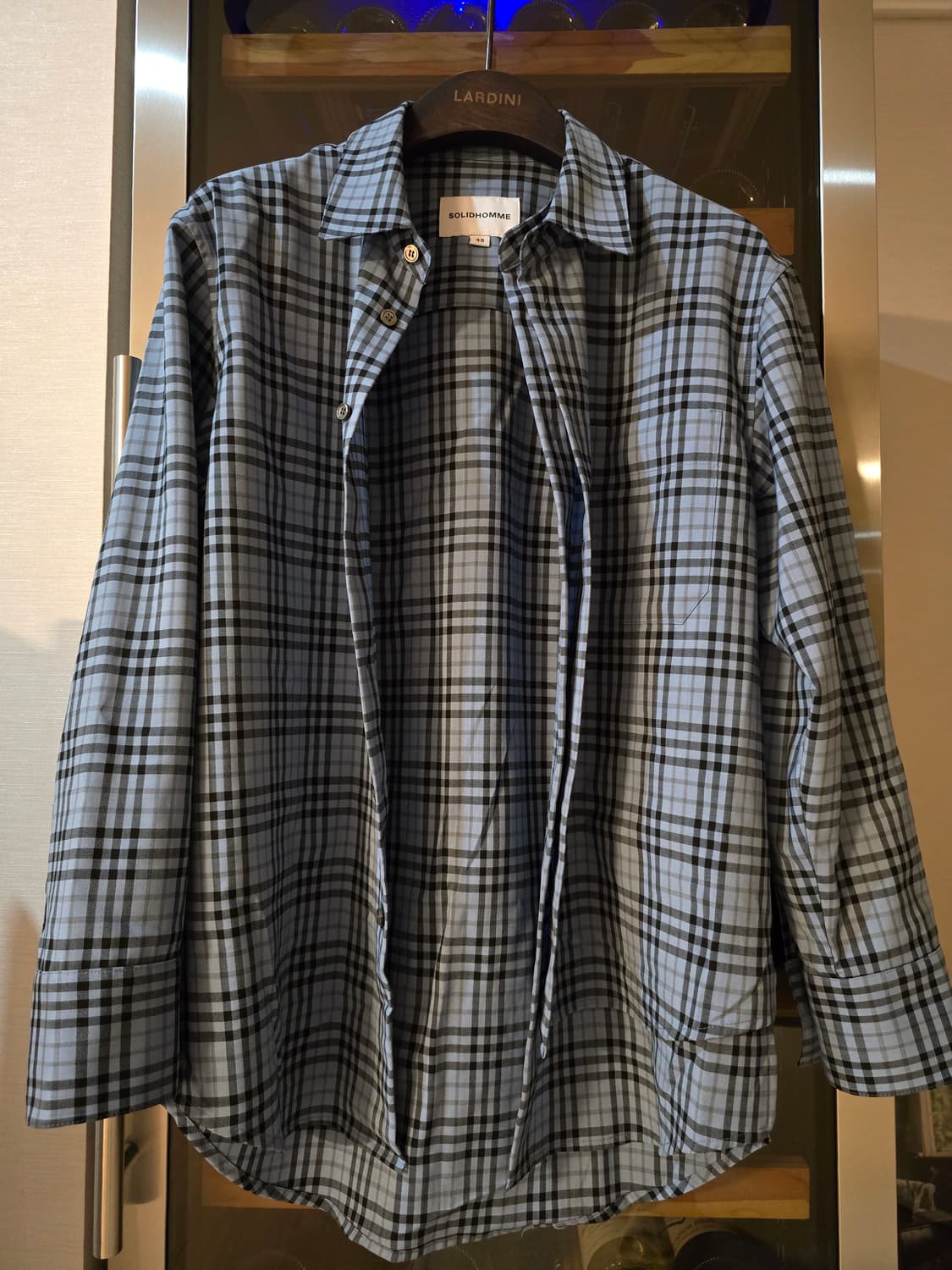 솔리드옴므 이중 레이어드 체크셔츠 48사이즈입니다. 상품이미지1