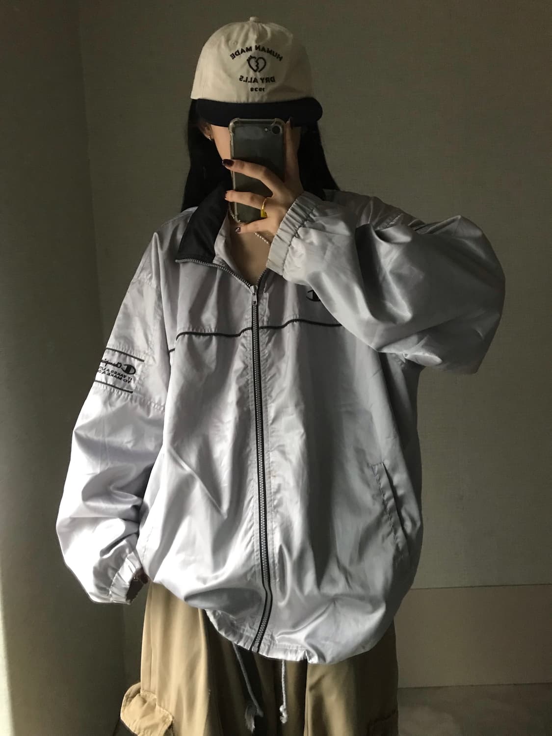 챔피온 재팬 오버핏 실버 바람막이 상품이미지2