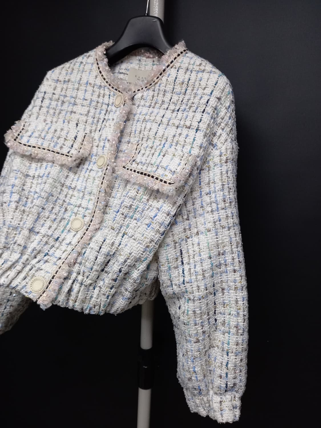 새 ANNA 안나 춘추 트위드 숏 자켓 F 44-66 상품이미지5