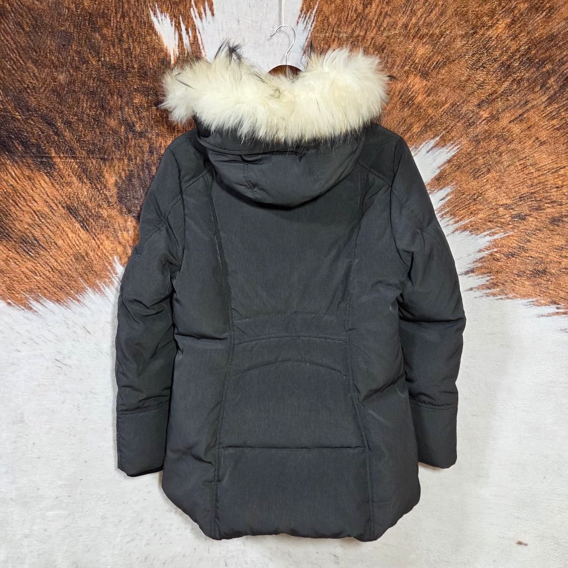 빈티지 카키 라쿤퍼 후드 덕다운 패딩 상품이미지5