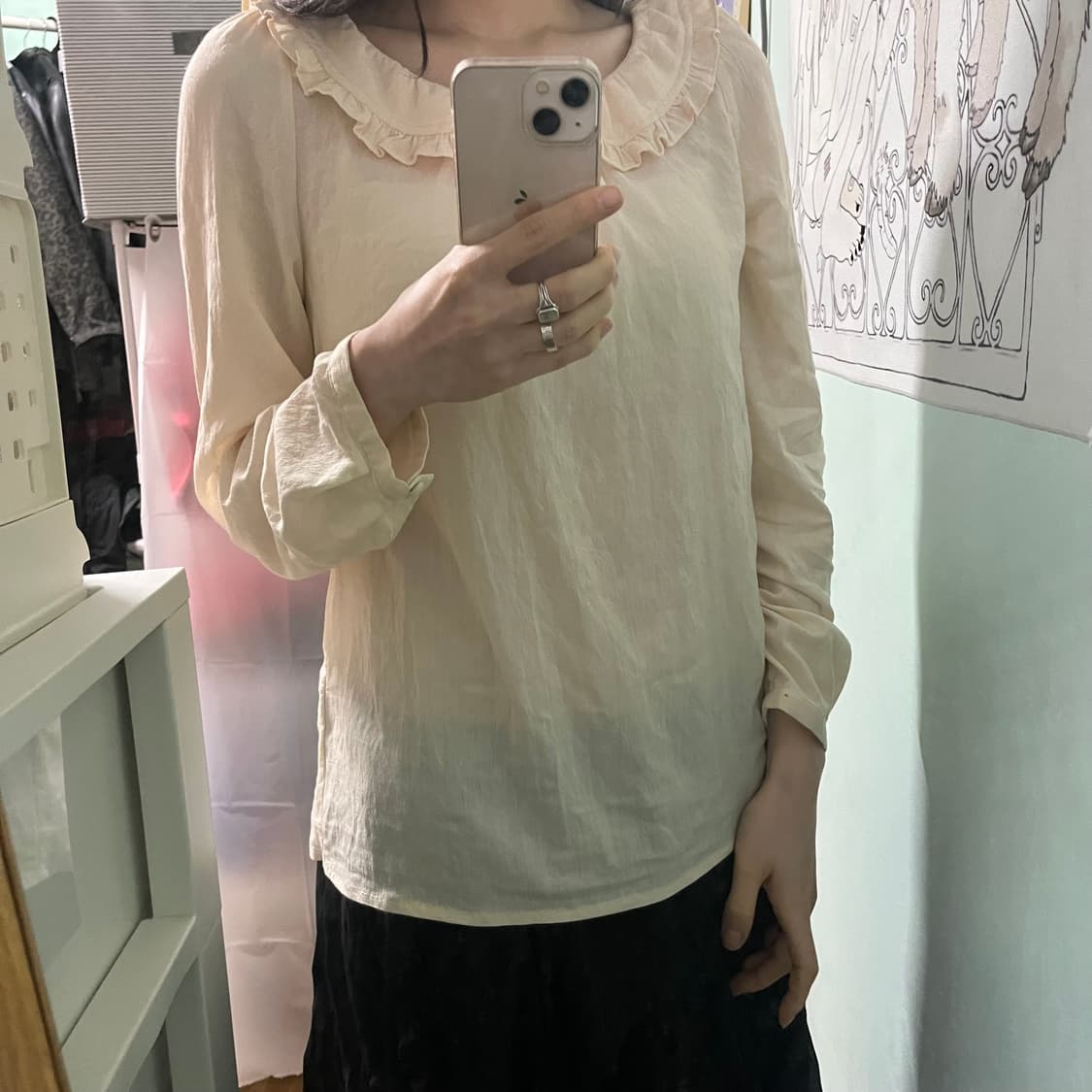 레이 빔즈 프릴 블라우스 티셔츠 상품이미지6