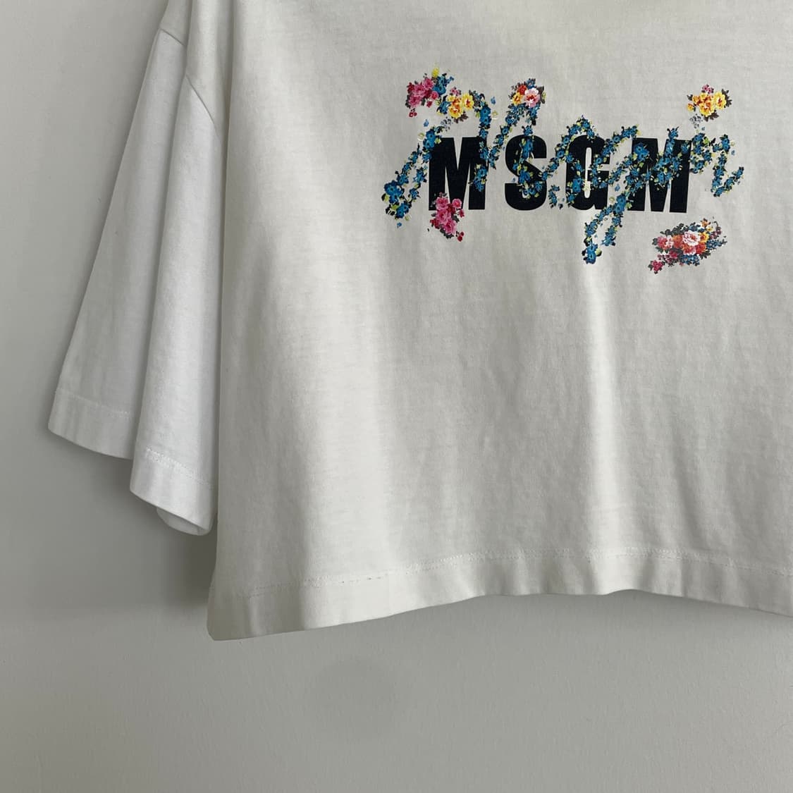 MSGM 여성 M,66 로고 화이트 크롭 반팔 티셔츠 상품이미지3