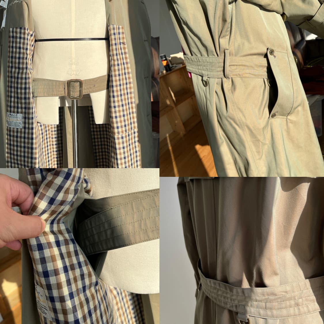 80s 아쿠아큐스텀 트렌치코트 레어 디테일 아쿠아5 영국 생산 상품이미지7