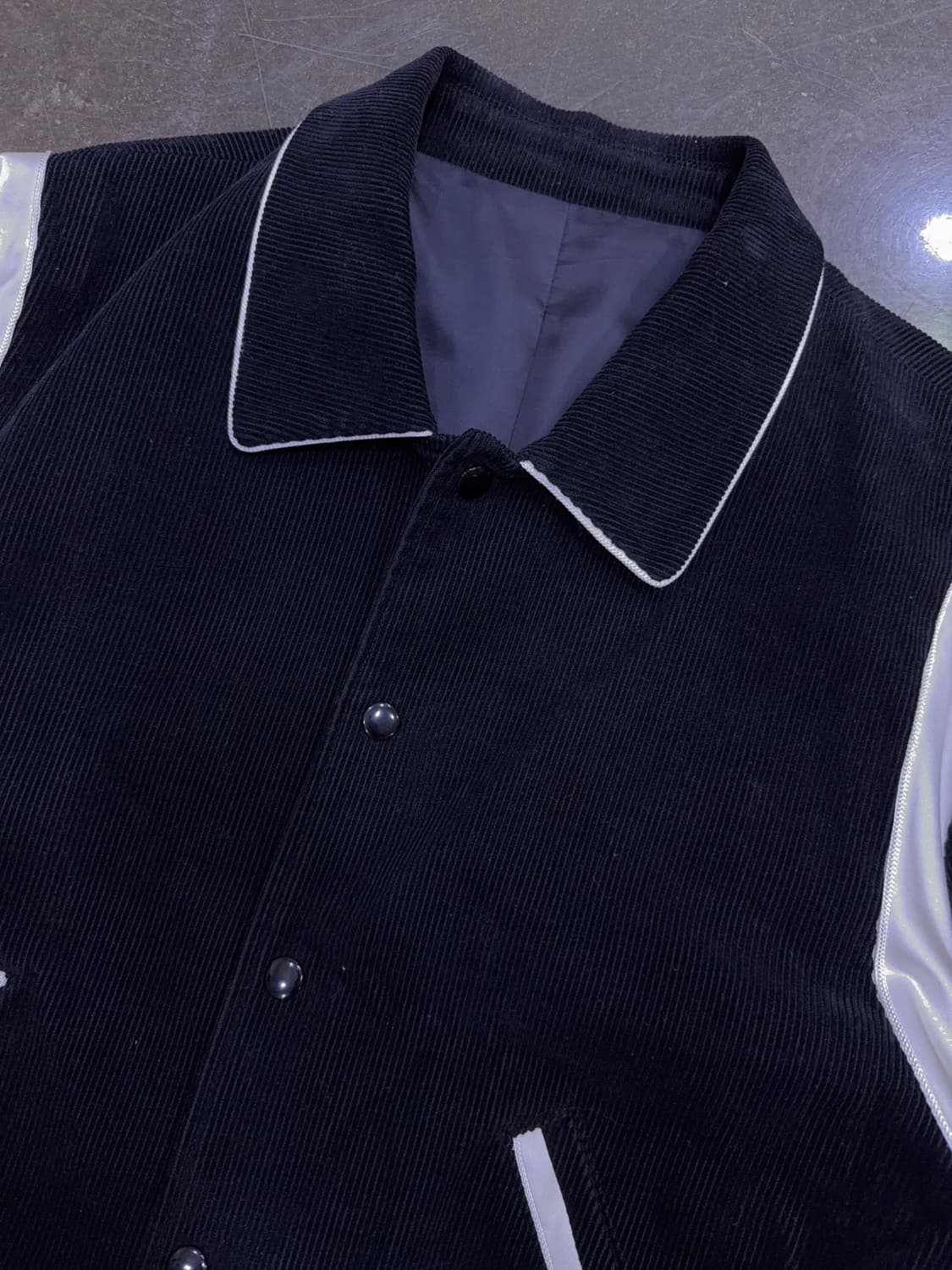 블랙 코듀로이 새틴 배색 블루종 자켓 상품이미지3