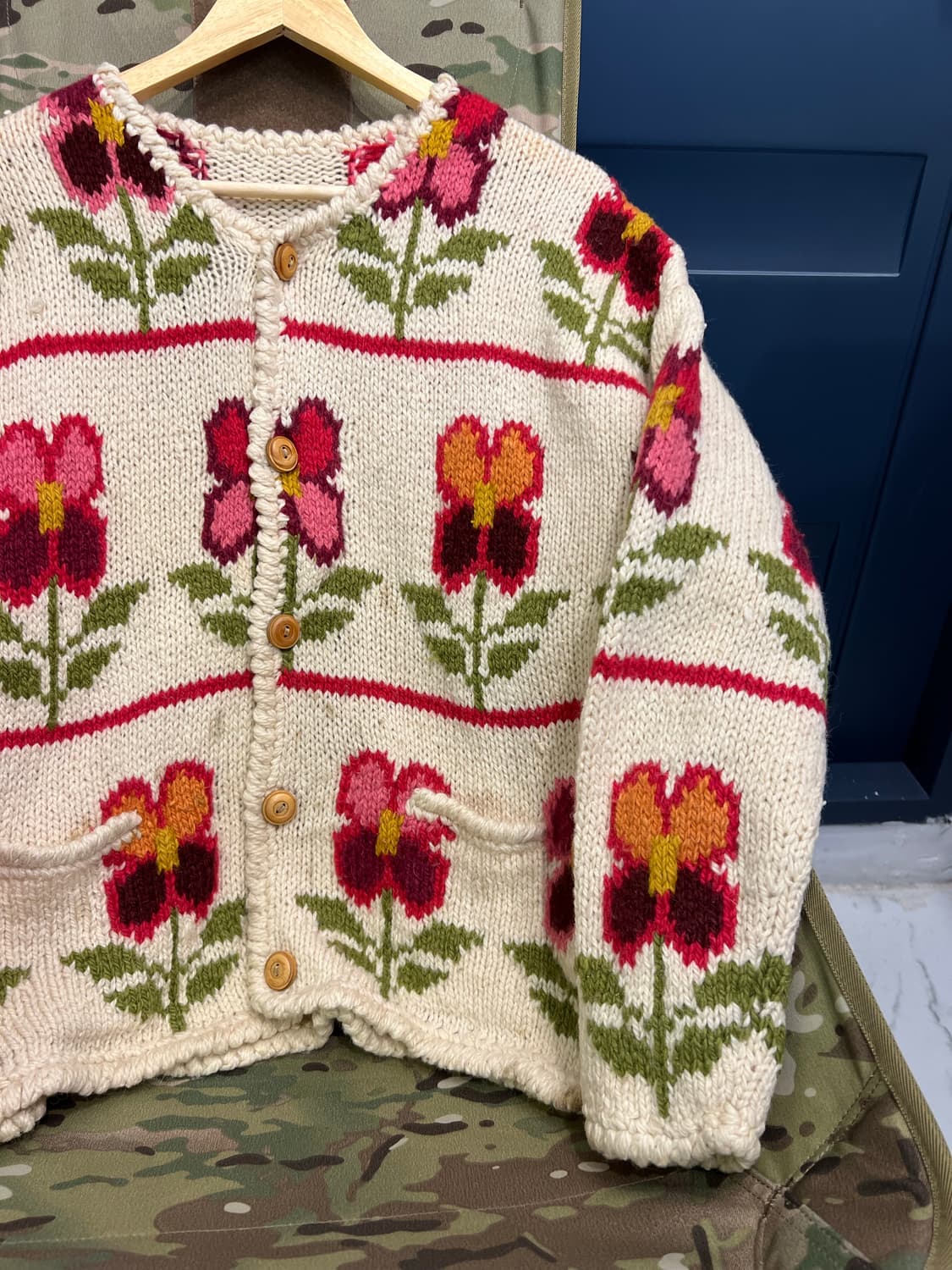 EURO VINTAGE FLOWER 핸드니트가디건 상품이미지7