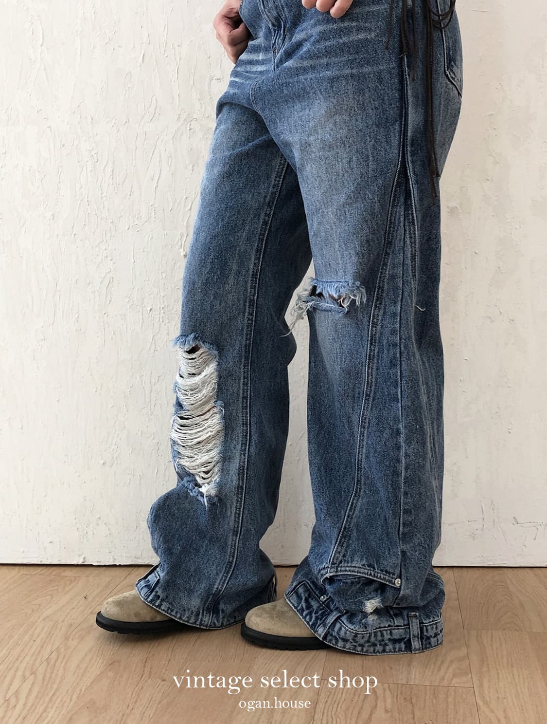vintage distressed wide denim 상품이미지1
