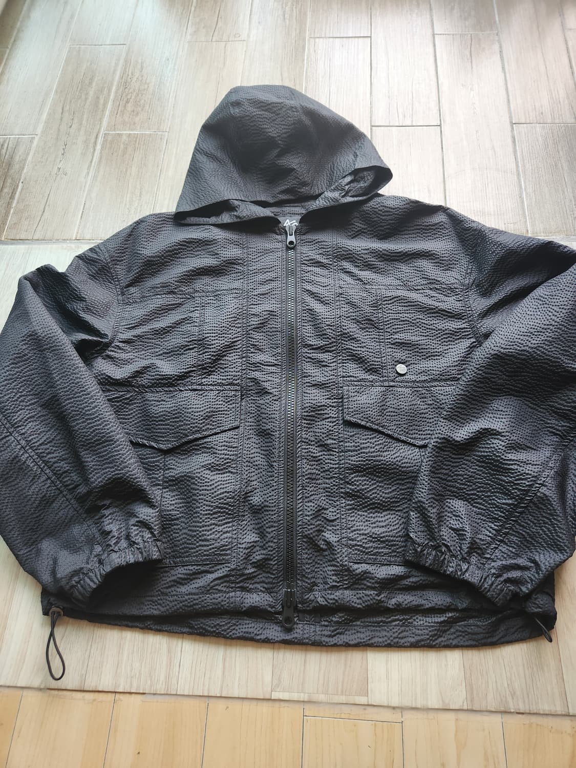 애드오프 시어서커 스트링 후드 점퍼 실측M(표기S) 상품이미지2