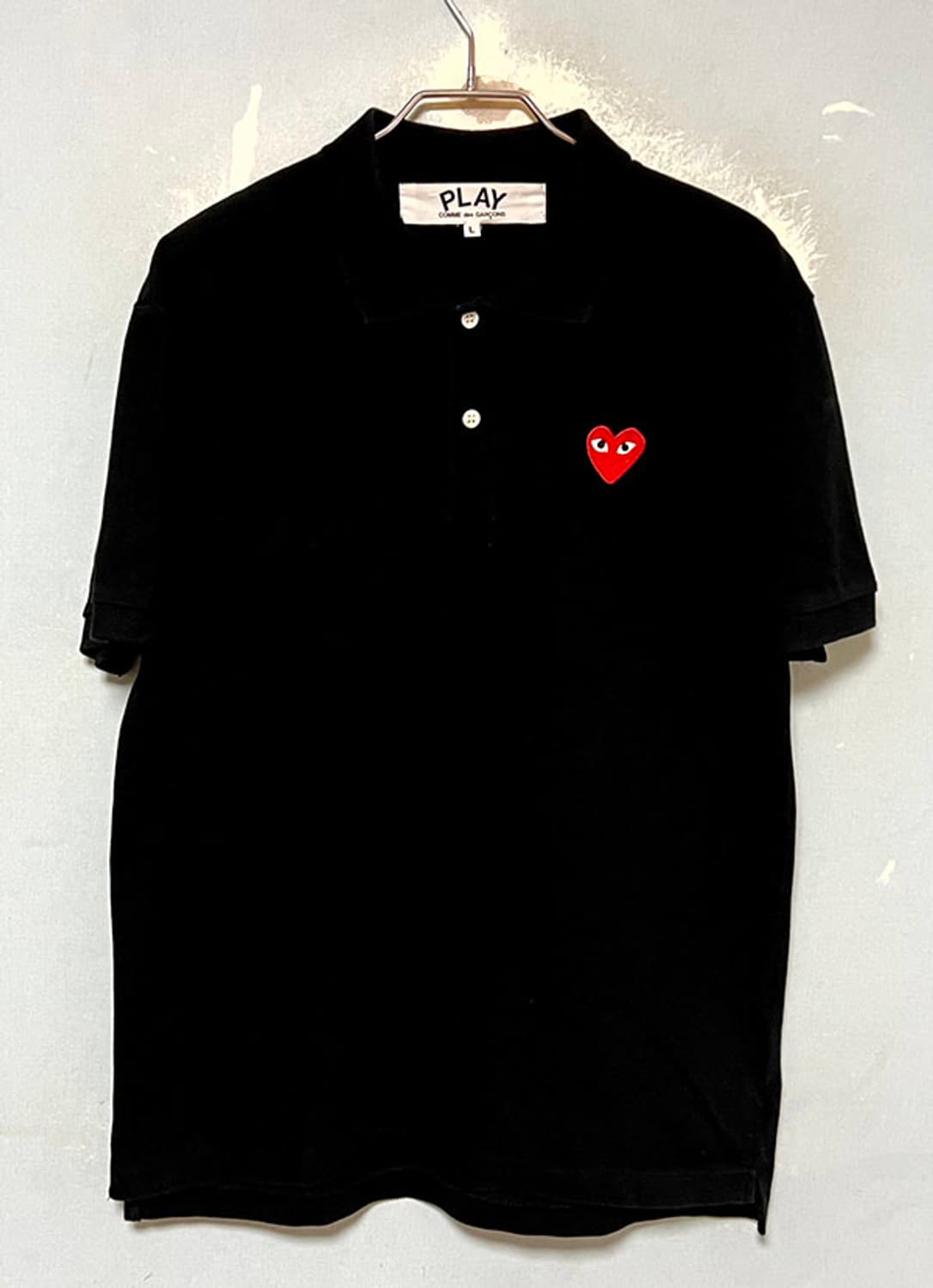 꼼데가르송 하트 와펜 AZ T006 남자 반팔 카라티셔츠 블랙 L 100 상품이미지1