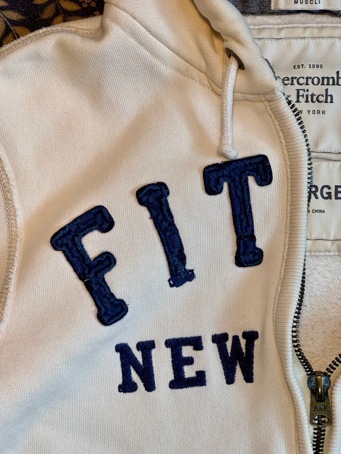 아베크롬비 로고 패치 와플 후드집업 상품이미지6