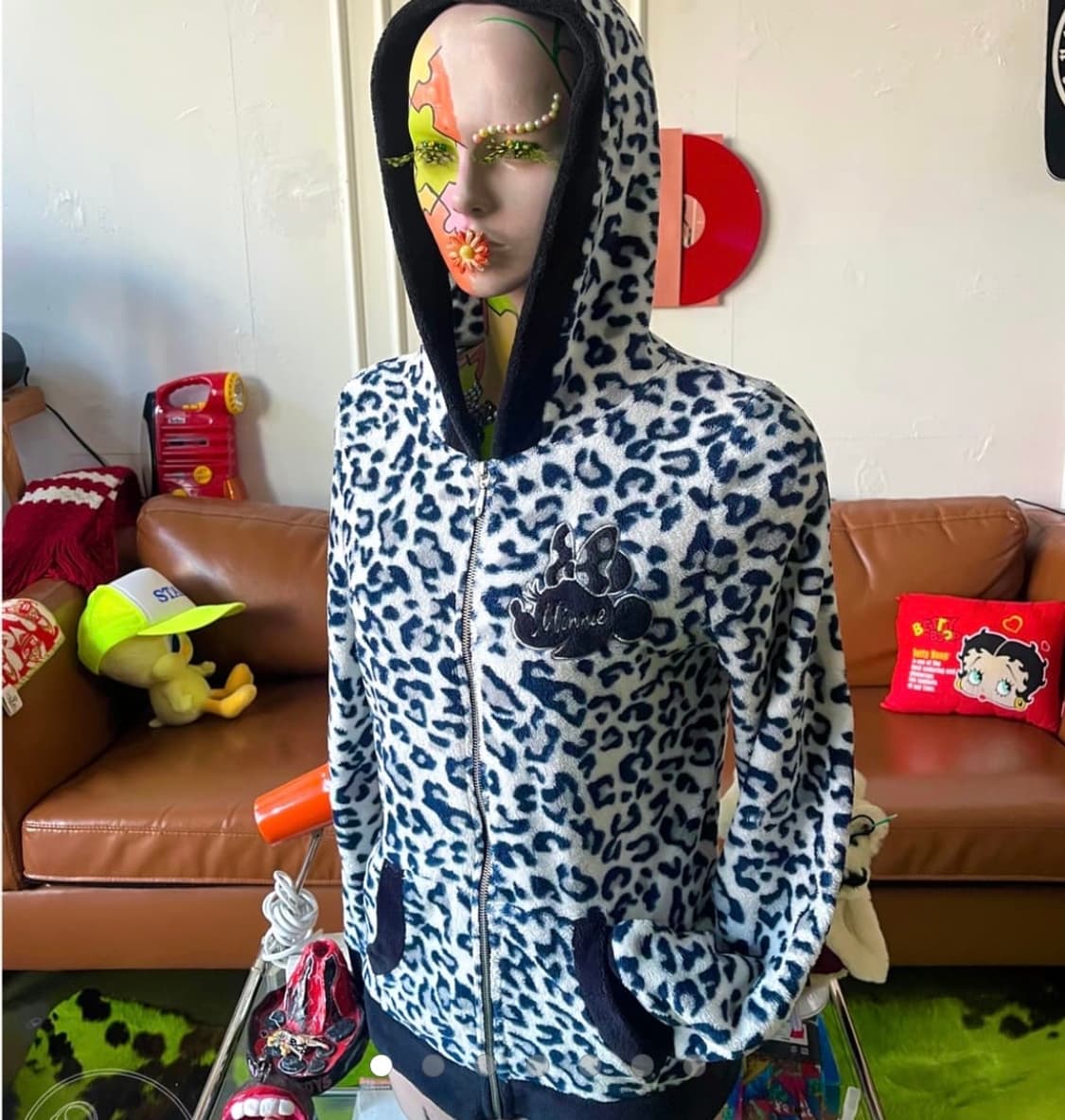 Disney vintage Japan Leopard Fur Hoodies 상품이미지1