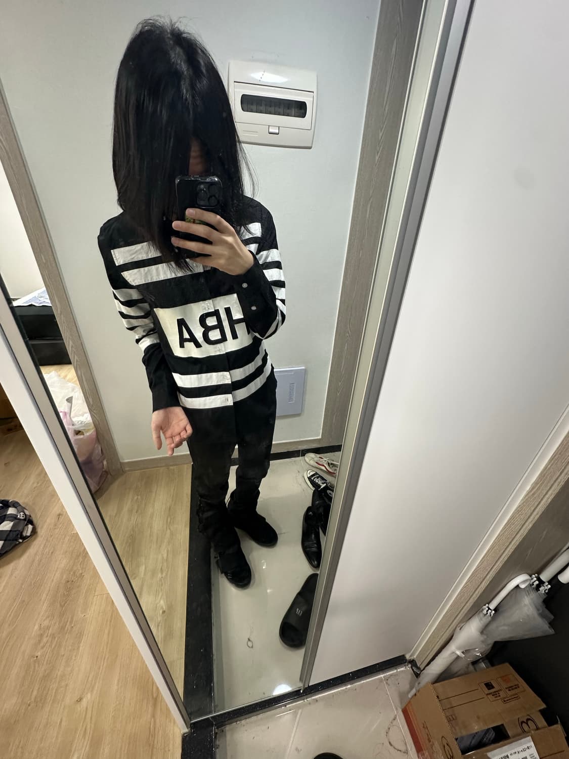 후드바이에어 로고박스 셔츠 M 상품이미지6