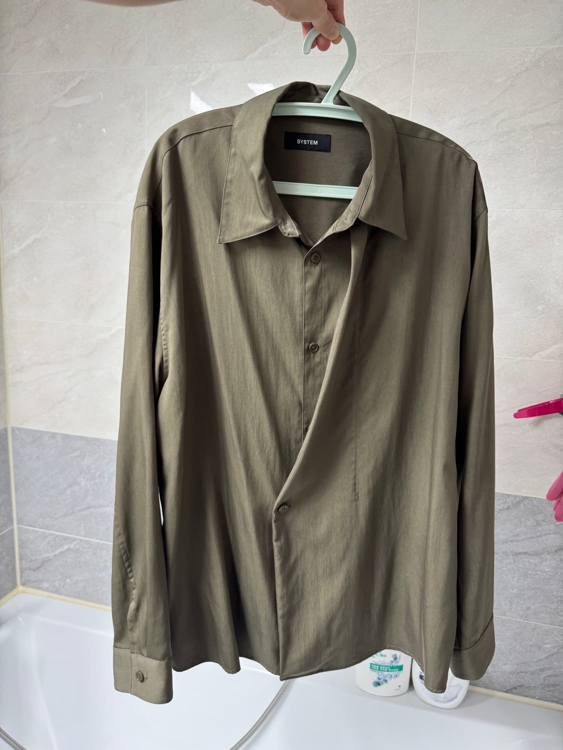 시스템옴므 25fw 사선 실키 플래킷 패널 셔츠 105사이즈 새상품 판매 상품이미지1