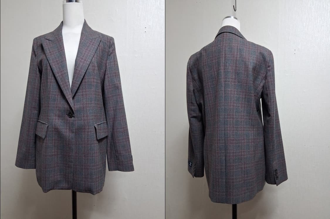 JOINUS PREMIUM 100% 순모체크쟈켓 피트77 여유있게는 66 상품이미지4