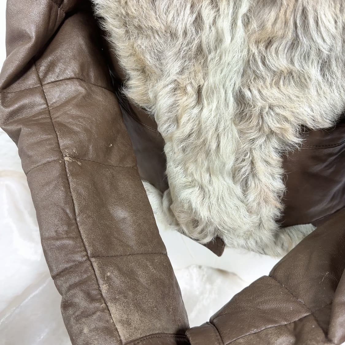 빈티지 초코닛 모카 토스카나 양털 양가죽자켓 후드집업 상품이미지3