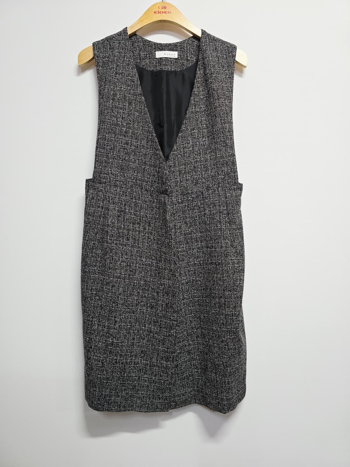 님프 트위드 롱 베스트 블랙 상품이미지1