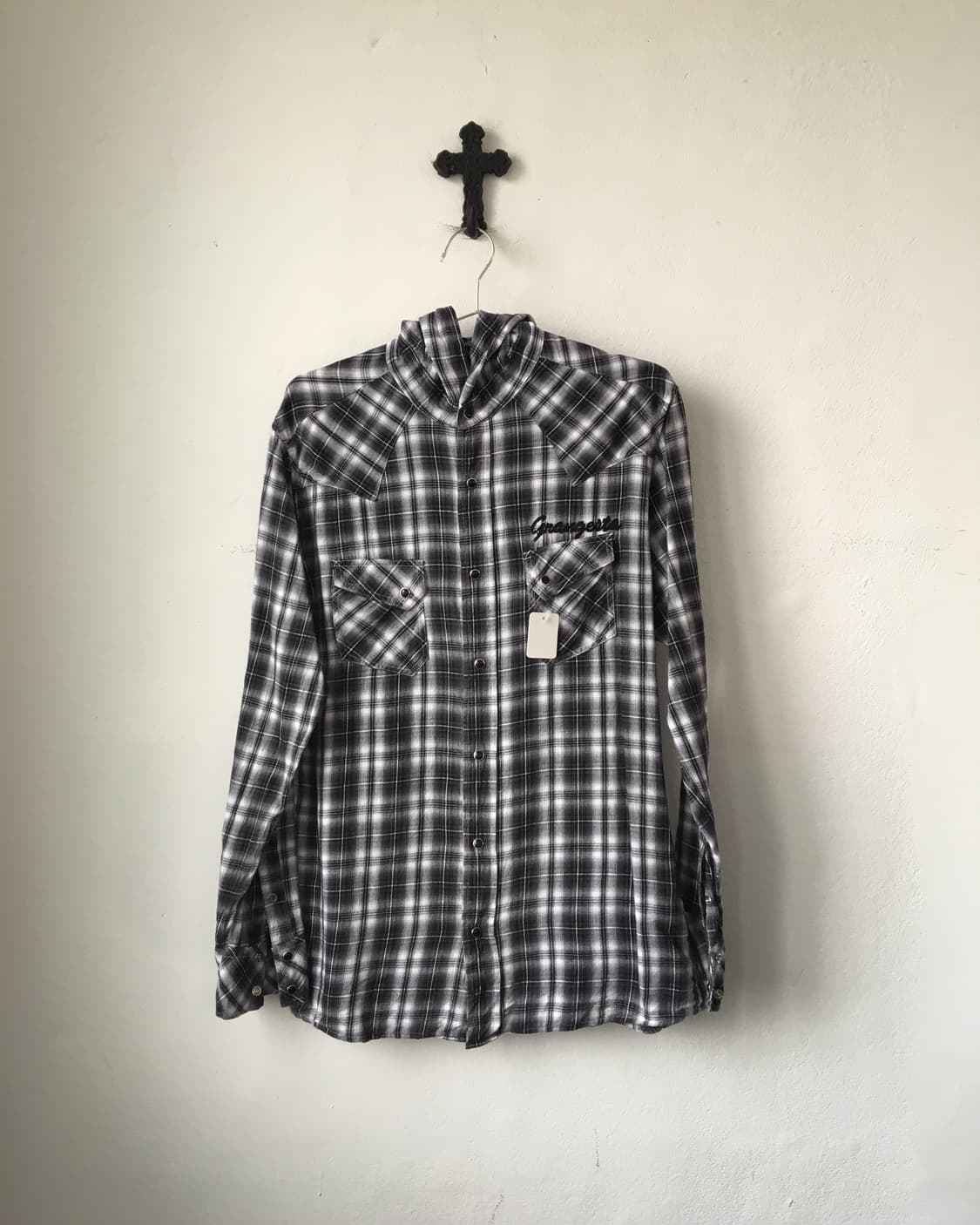 Purple check pattern hood shirt 상품이미지2