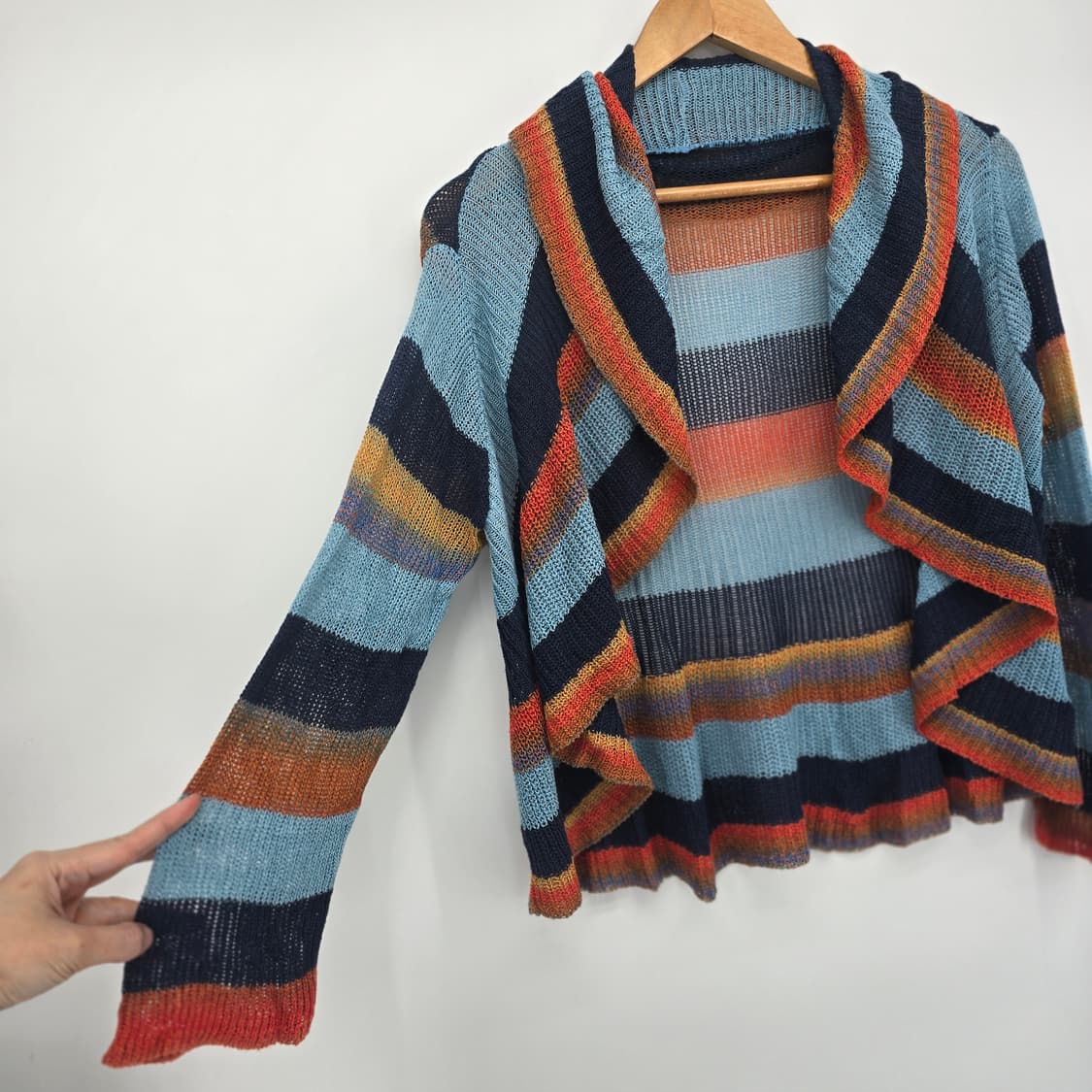 일본 빈티지 스트라이프 니트 레이어드 가디건 상품이미지2