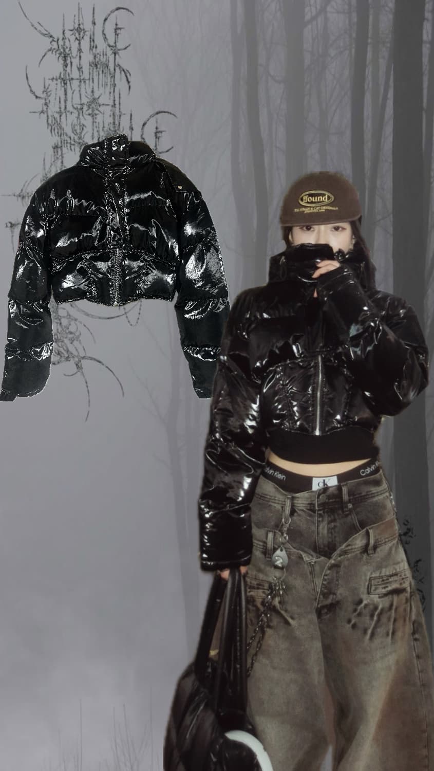 🖤 크롭 패딩 자켓 / 글로시 타입 상품이미지1