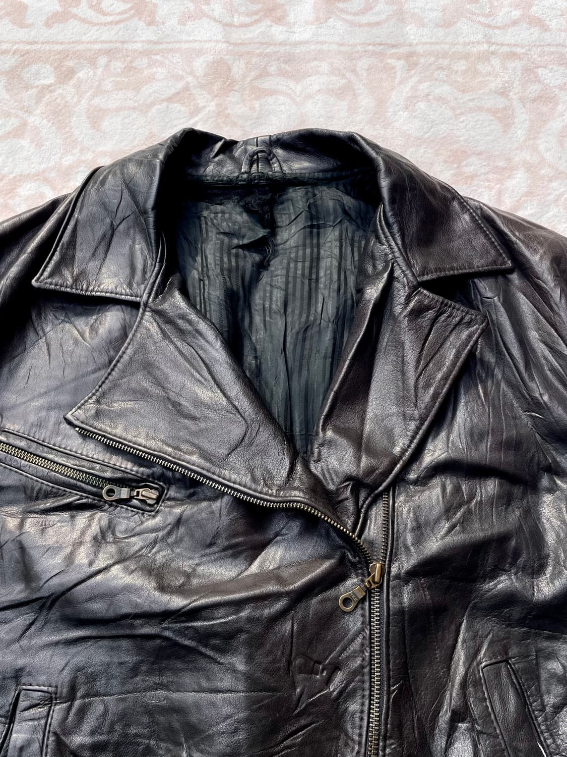 빈티지 램스킨 벨티드 더블라이더 자켓 상품이미지4