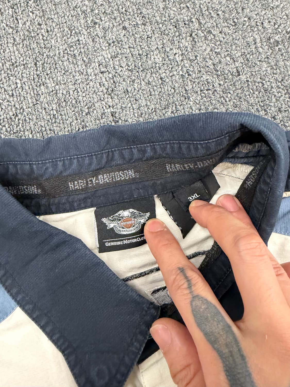 3XL)할리데이비슨 빈티지 패치자수 반팔 셔츠 상품이미지3