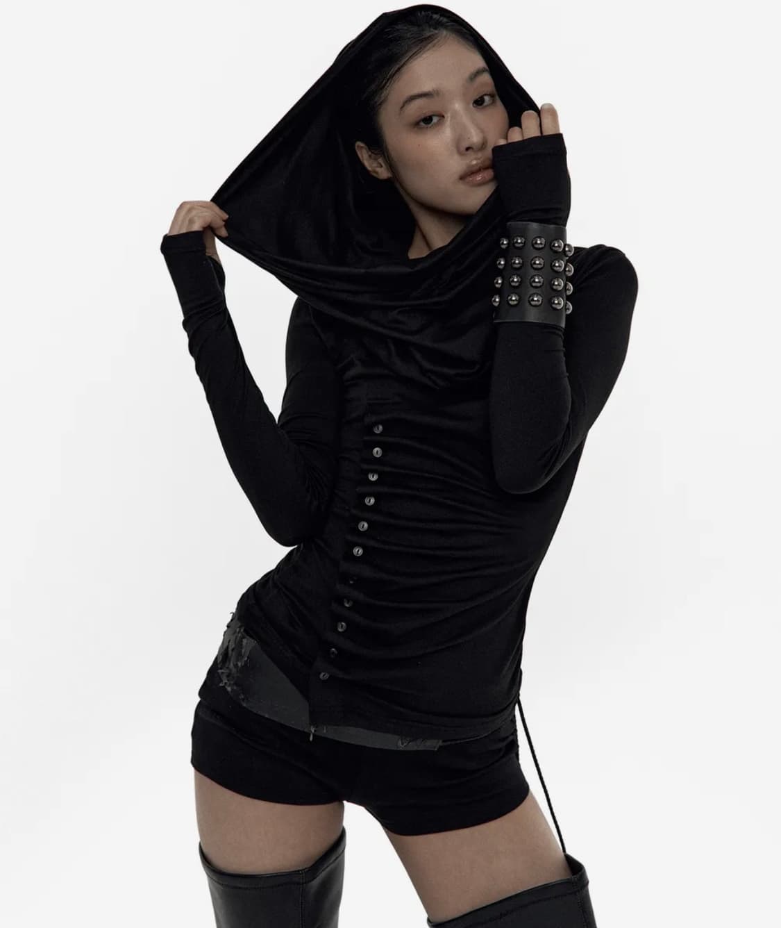 카시코카울버튼오프숄더롱슬리브플리즈노팔로우나체보헴서2000아카이브스오도어 상품이미지2