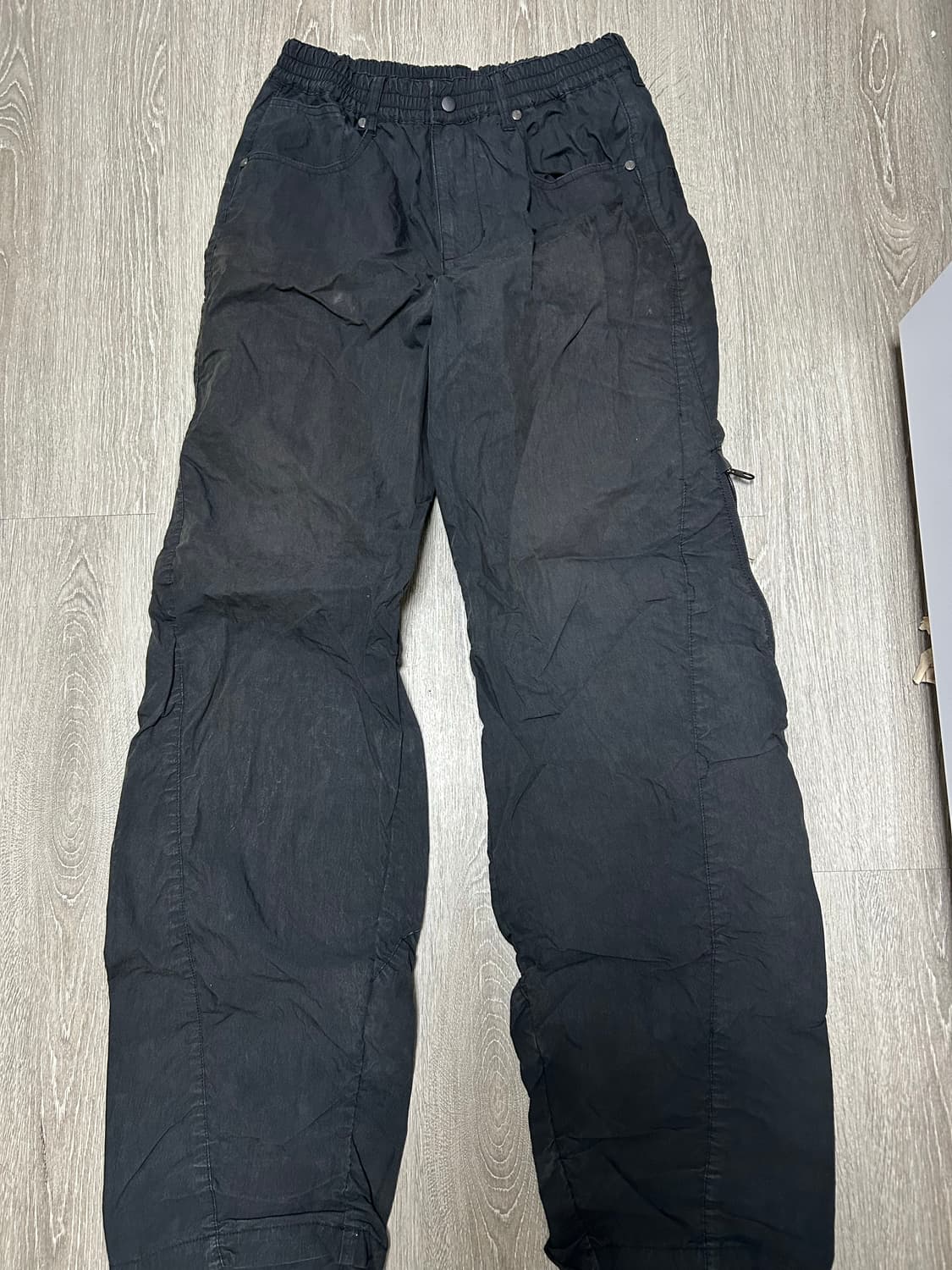 아이돈워너셀 Nylon Shirring Zipper Pants Black 상품이미지4