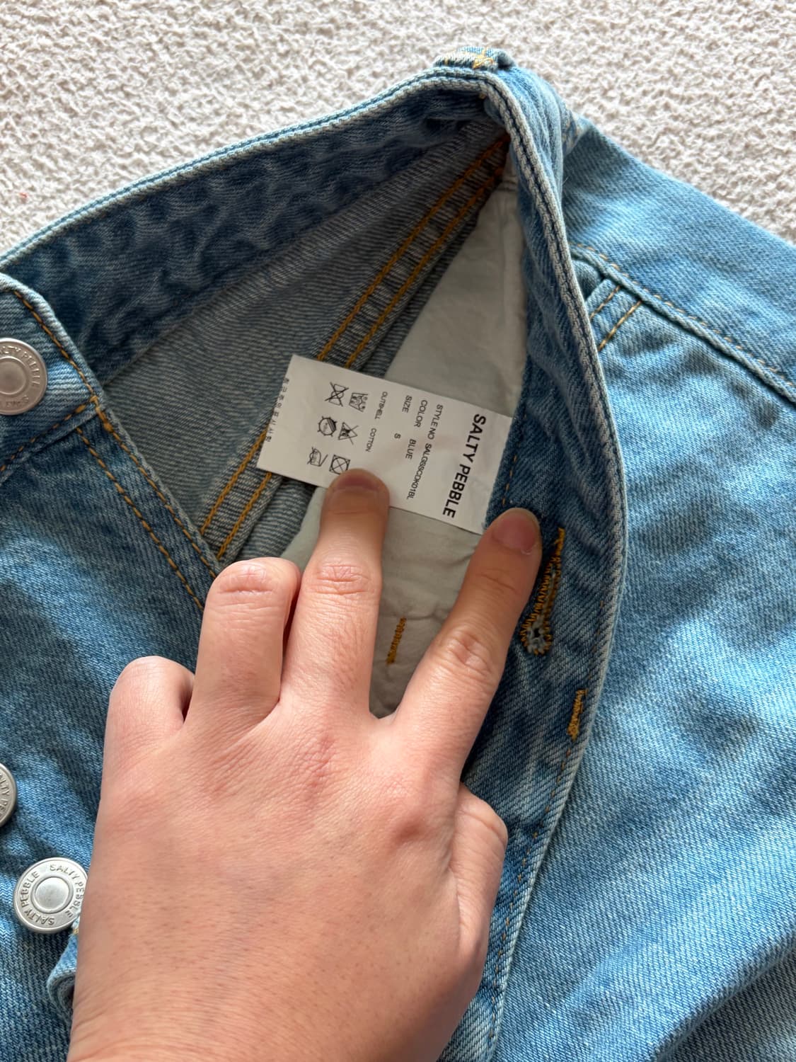 솔티페블 미디 데님 스커트 상품이미지5