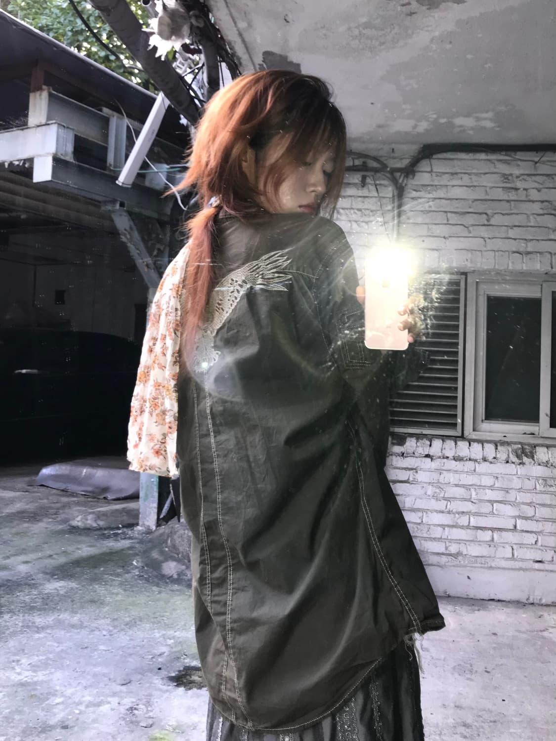 빈티지 카키 브라운 페미닌 그런지 코디 세트 상품이미지3