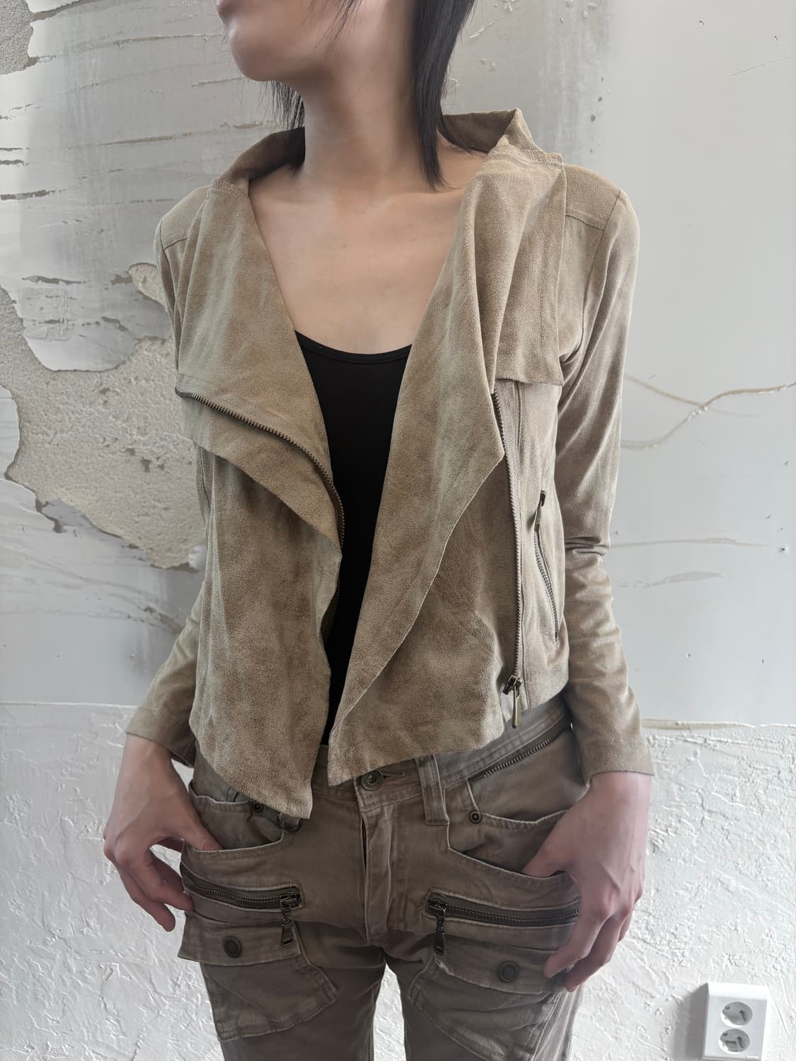beige suede jacket 상품이미지2