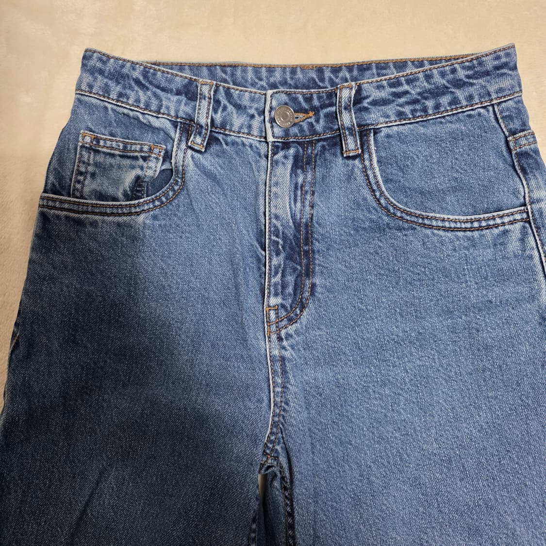 (XS)여성 MLB 여성 메가로고 와이드 데님 팬츠 상품이미지3