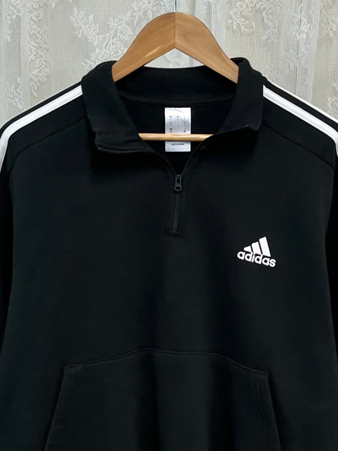 L) 아디다스 트랙탑 반집업 기모 맨투맨 블랙 상품이미지3