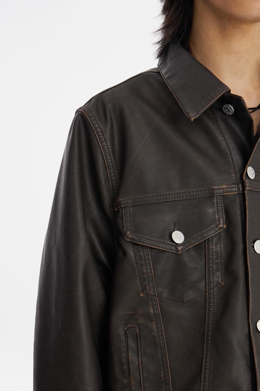 [L] 선플라워 레더 트러커 자켓 상품이미지3