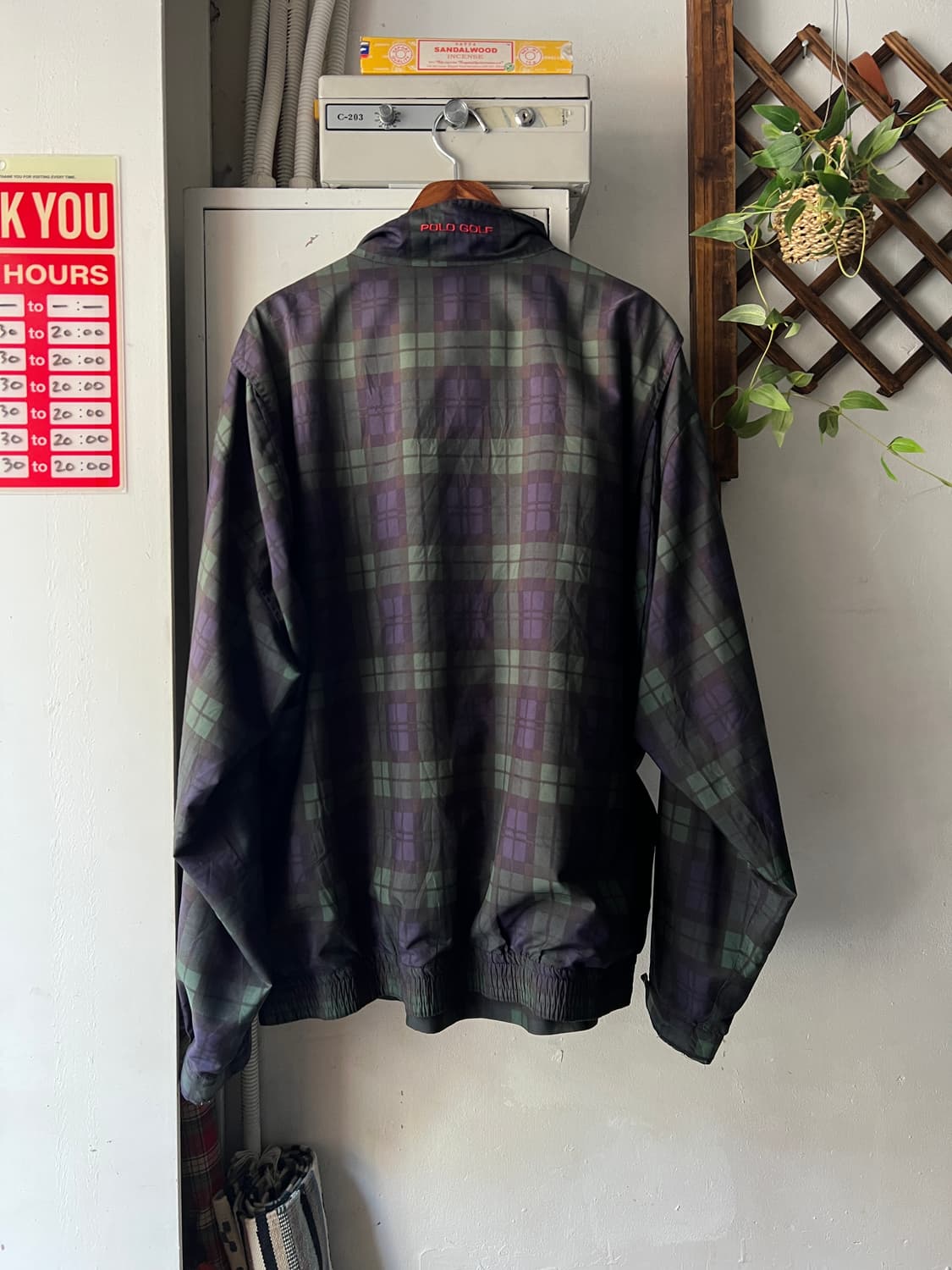 [XL]90's 폴로 랄프로렌 골프 블랙와치 체크 나일론 아노락 웜업 상품이미지7