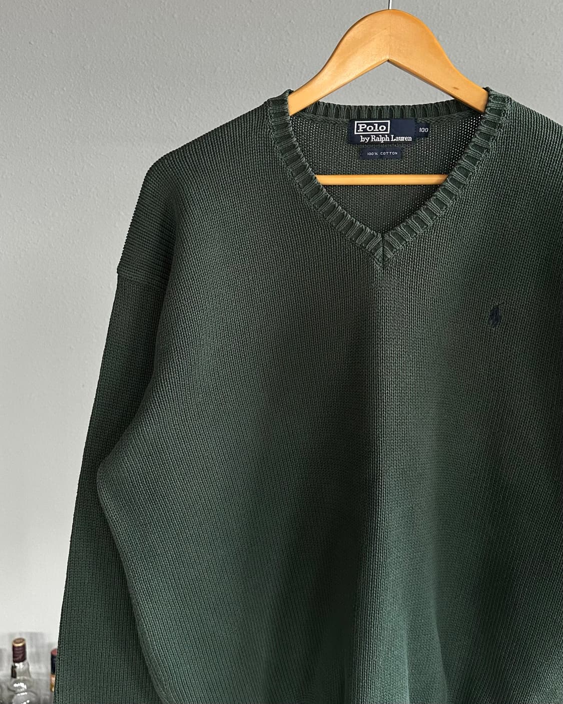 [L]폴로 랄프로렌 브이넥 딥그린 코튼 니트 상품이미지2