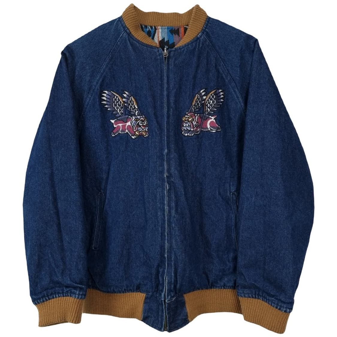 [일본빈티지] 에스닉 자수 나바호 패턴 리버시블 데님 블루종 M17759 상품이미지2