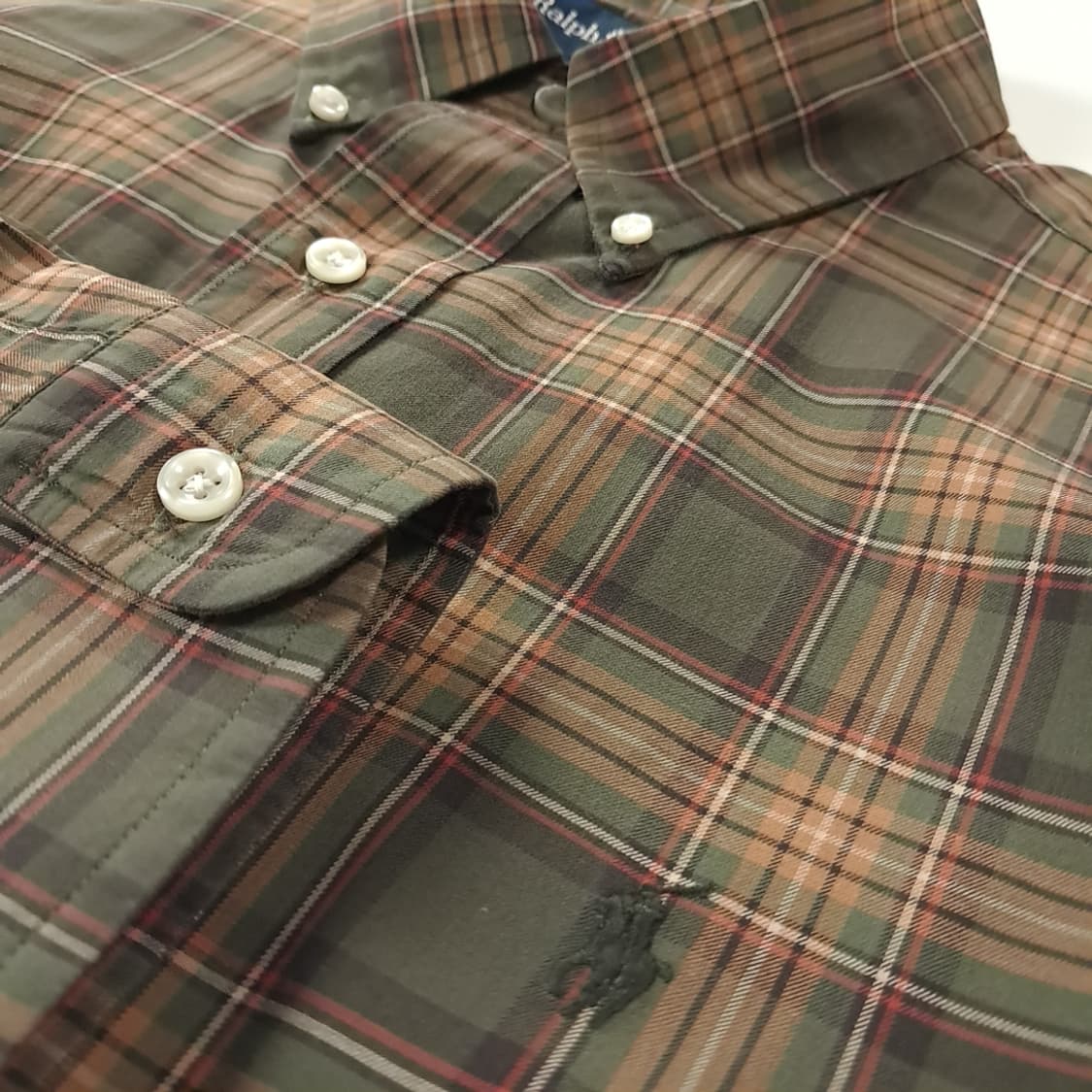 CK293 L 폴로 90s 클래식 타탄체크 올리브 셔츠 남방 상품이미지4